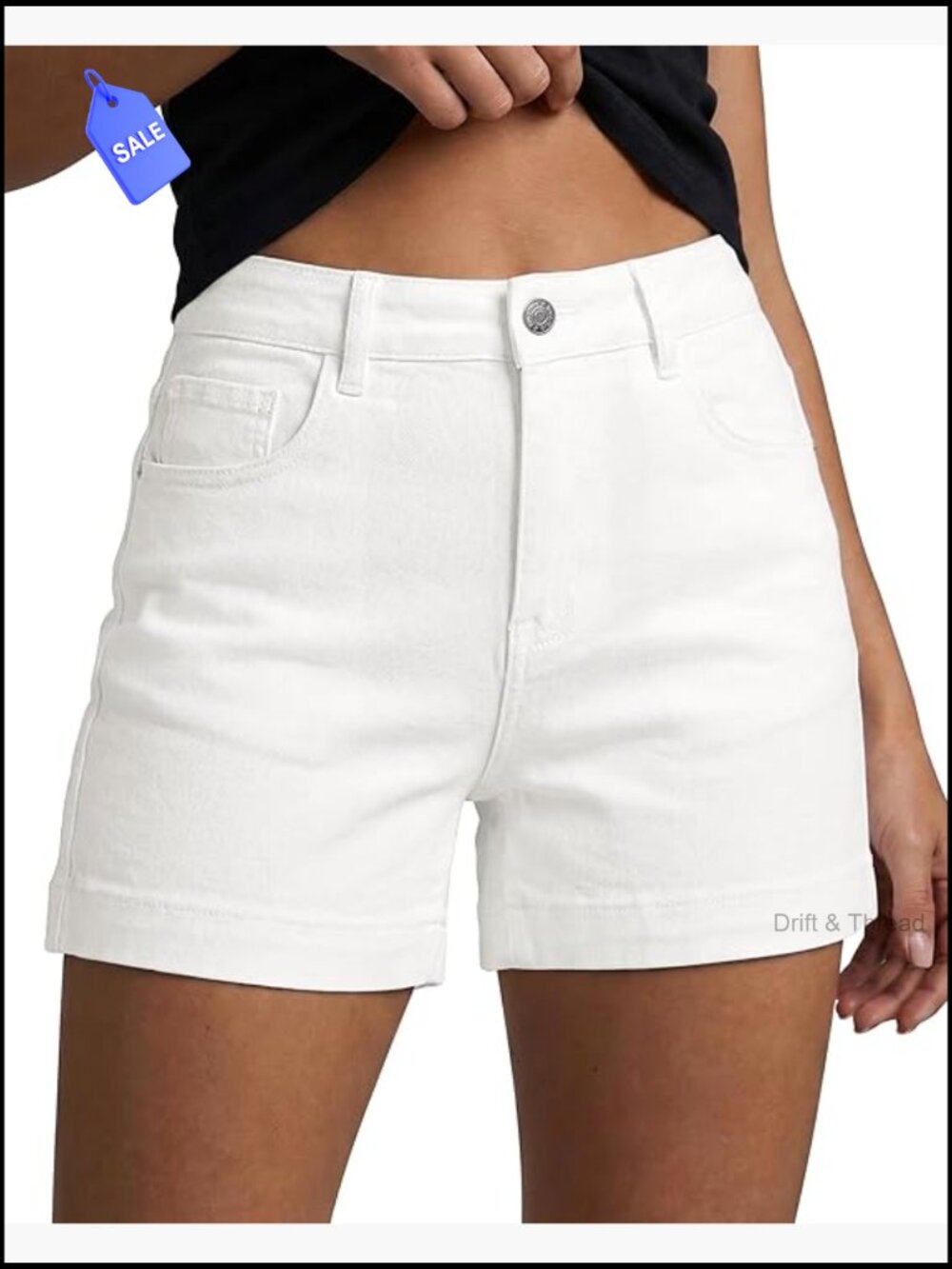 High Waisted Stretch Denim Shorts 4 Inseam Casual Summer Jorts